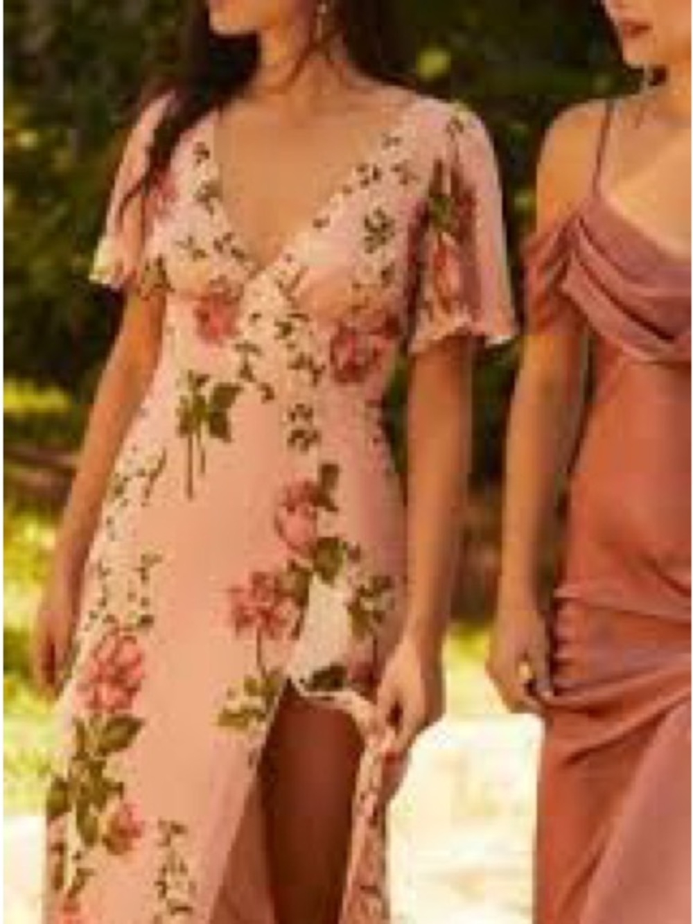 Reformation Pink Floral V‑Neck Maxi Dress - Picture 2 of 8